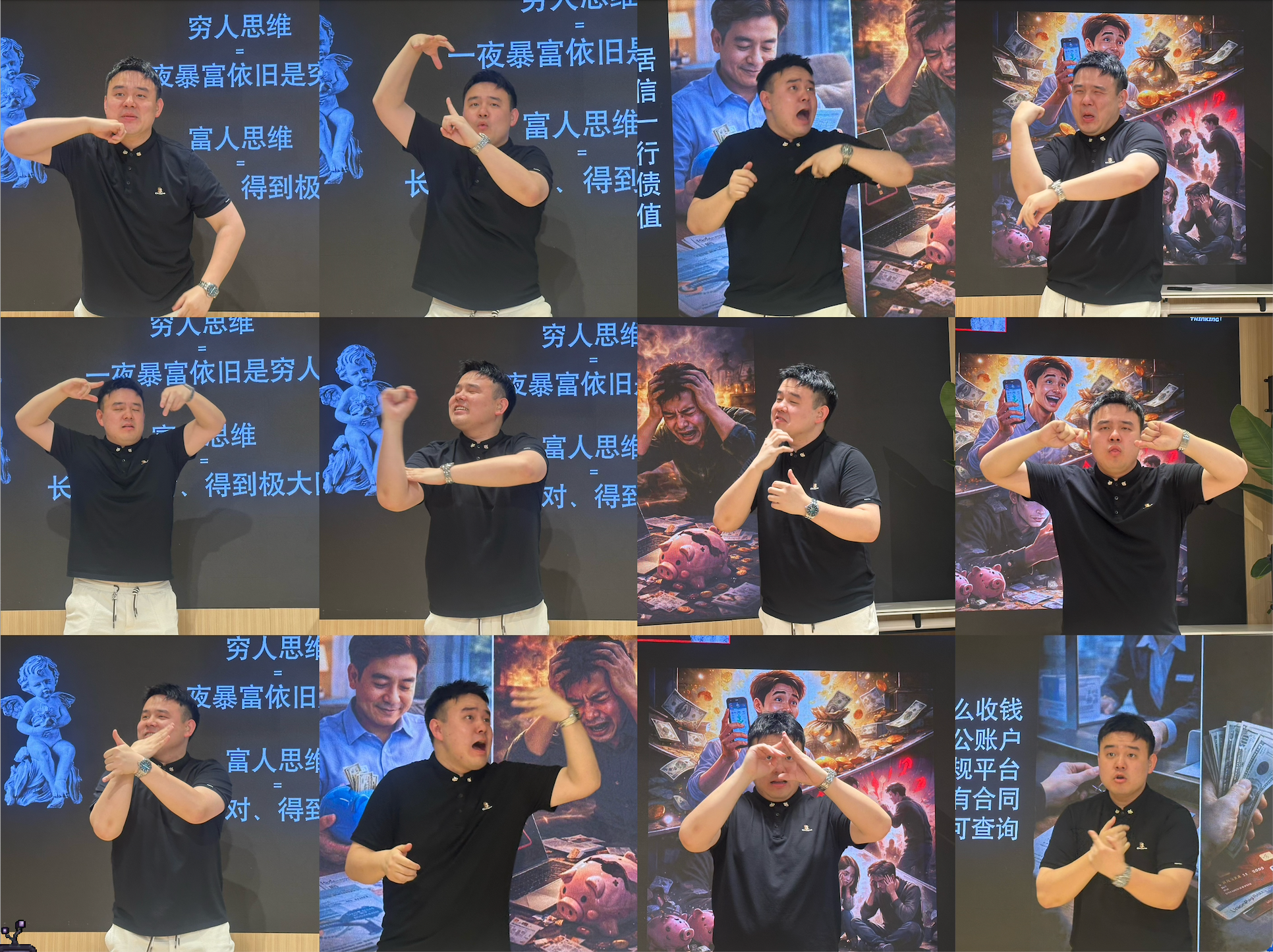 无声盾牌项目的手语内容画面拼图